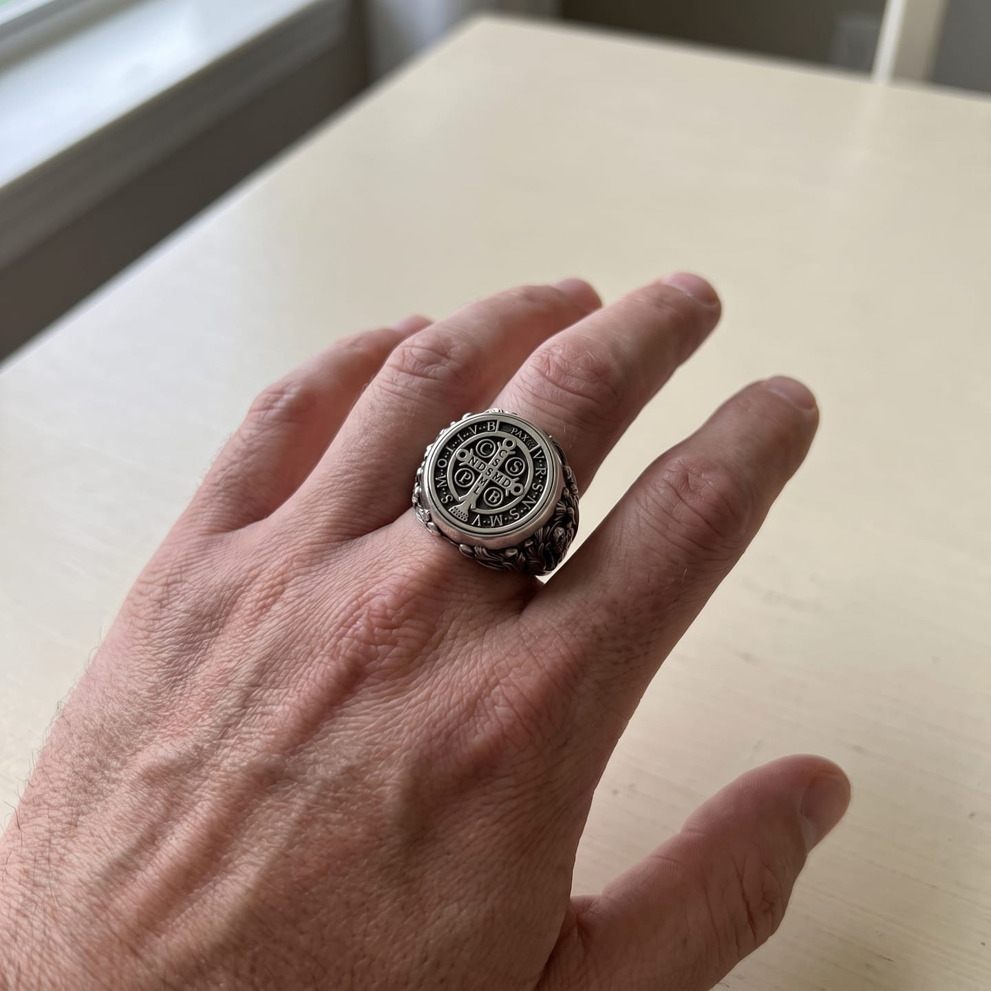 Customer photo review of Saint Benedict Signet Ring