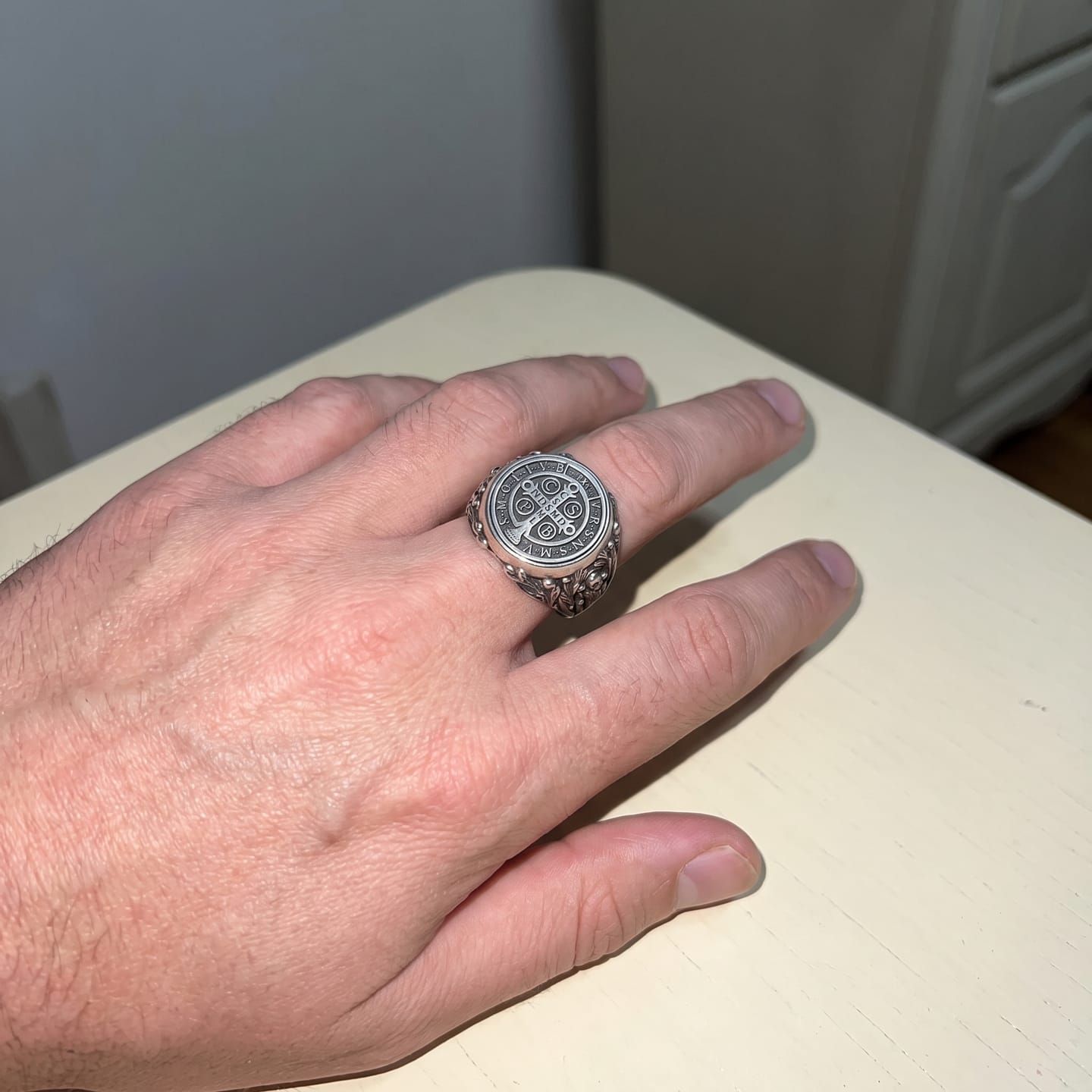 Customer photo review of Saint Benedict Signet Ring