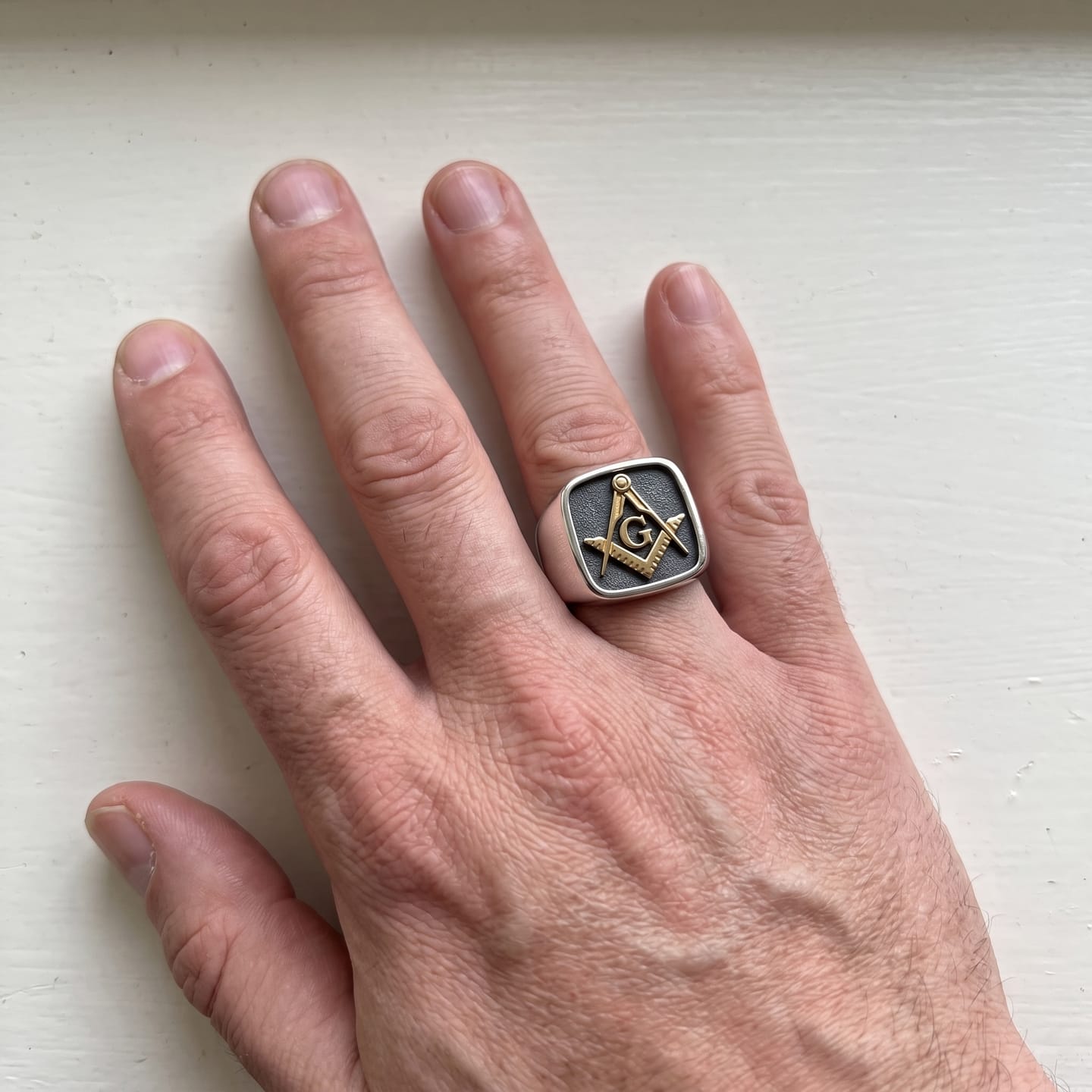 Customer photo review of Masonic Letter G Signet Ring