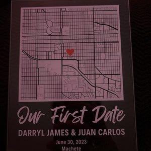 Customer photo review of Where We Met Map Plaque