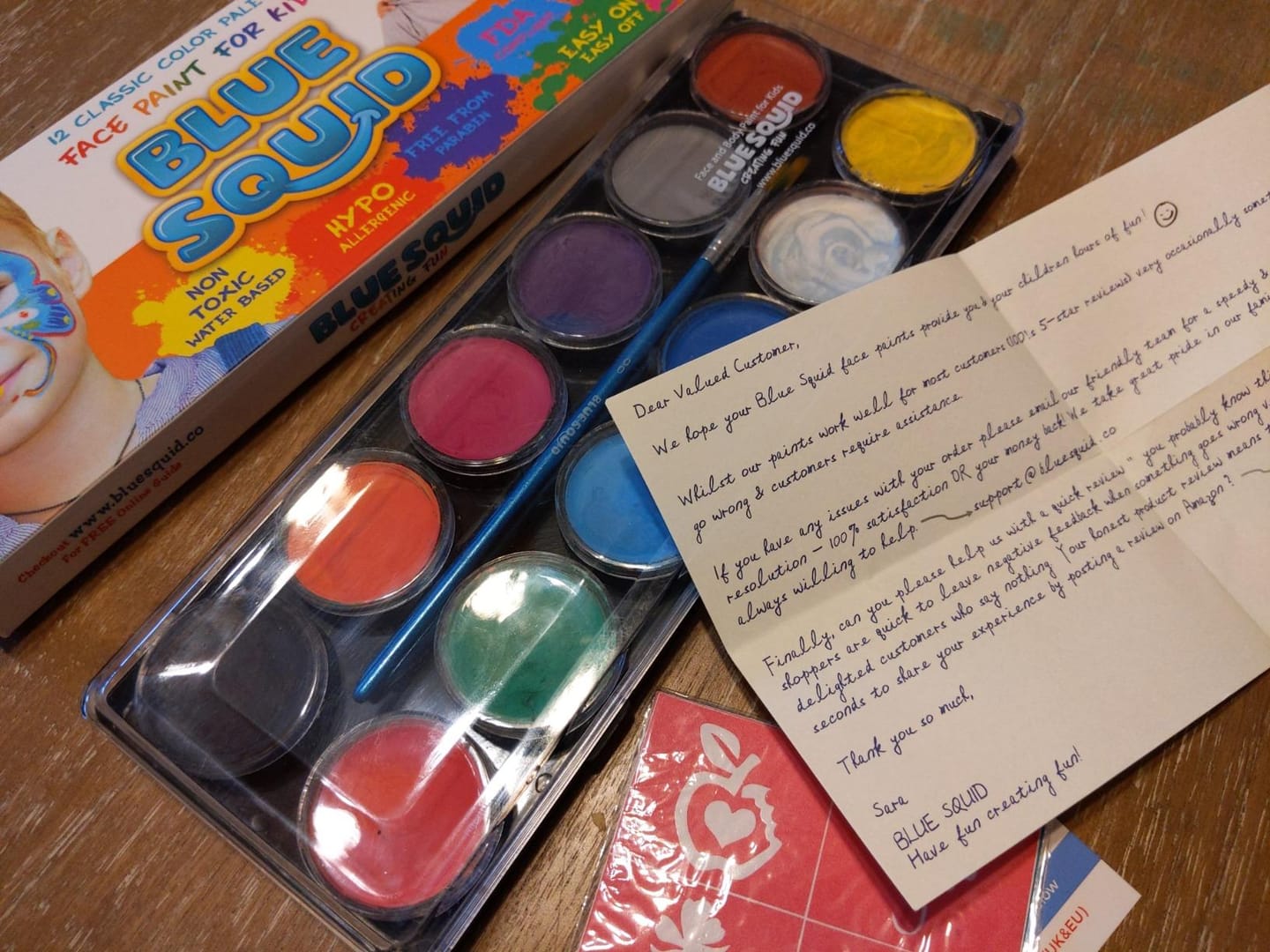 Customer photo review of Blue Squid Face Paint Palette – 12 Colours