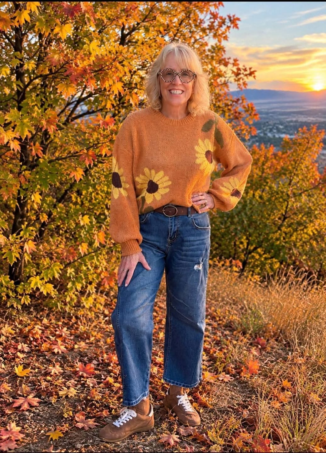 Customer photo review of Afternoon Sun Floral Knit Sweater