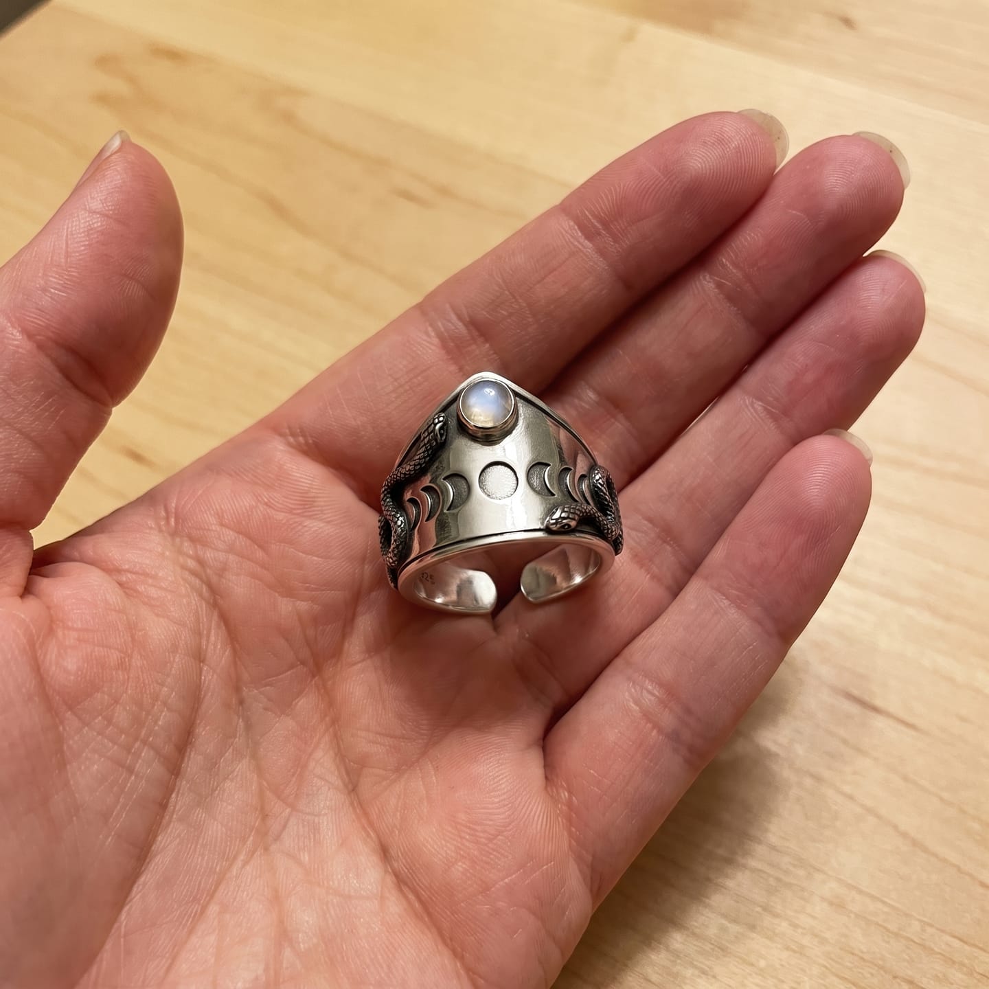 Customer photo review of Serpent Moonstone Ring