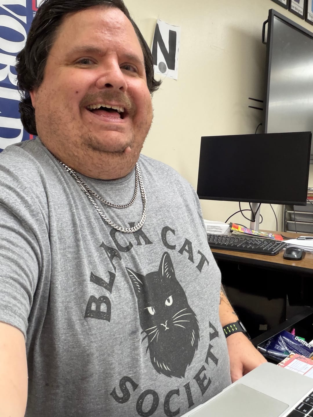 Customer photo review of Black Cat Society Tee