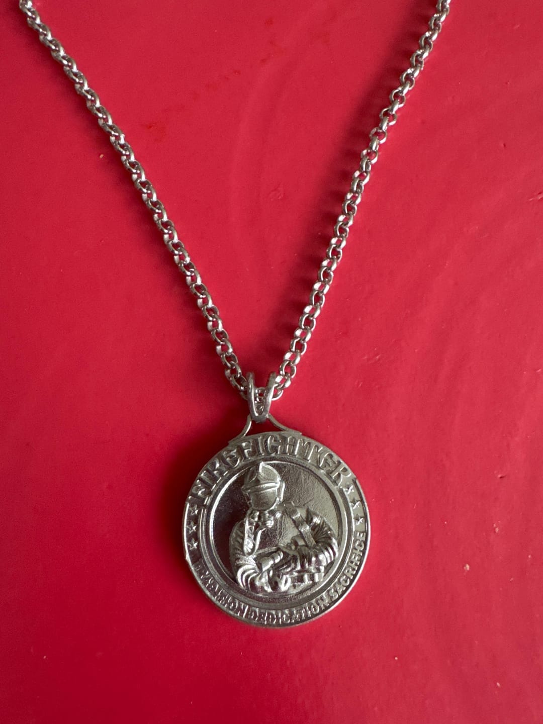 Customer photo review of Firefighter Medal Pendant