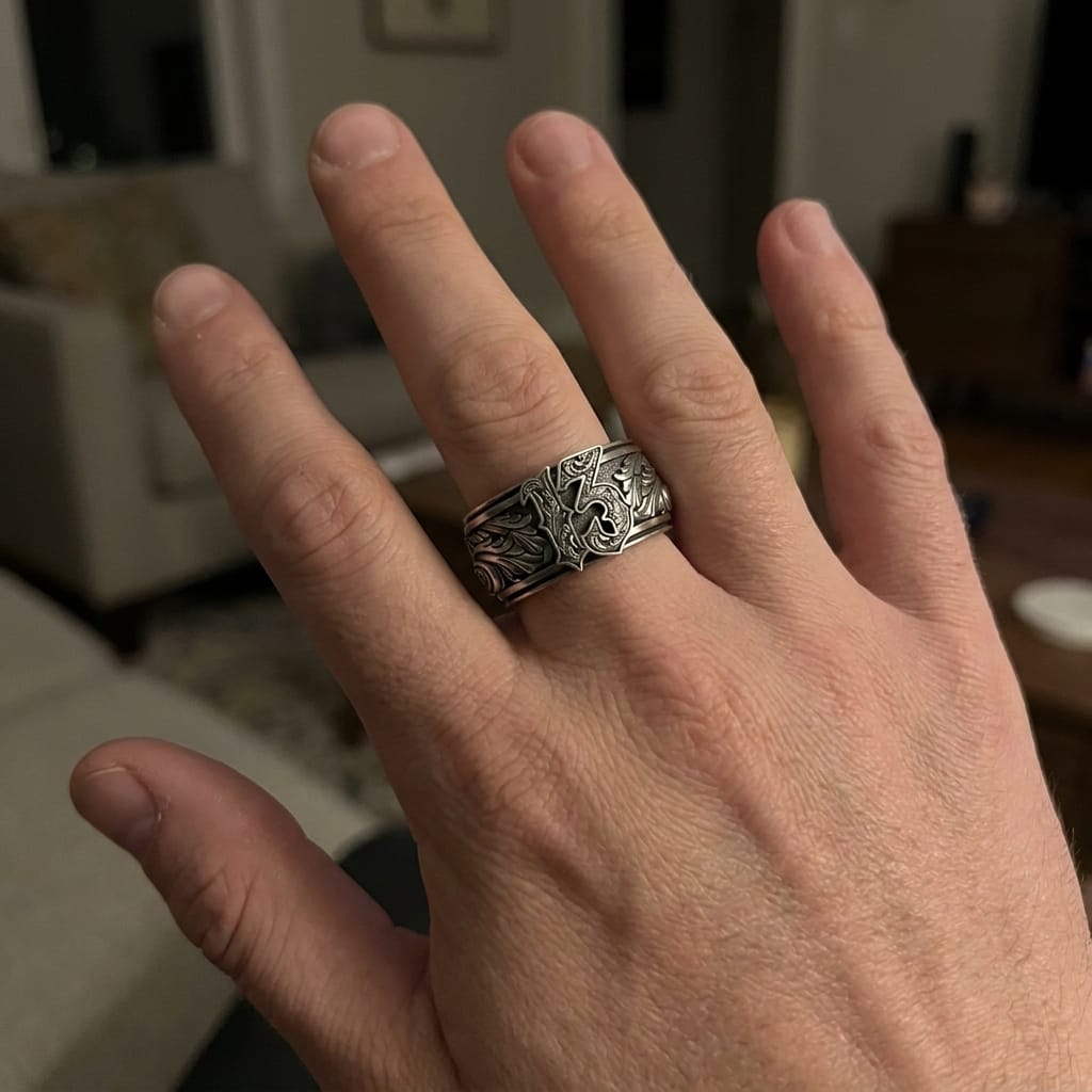 Customer photo review of Lucky 13 Scroll Ring