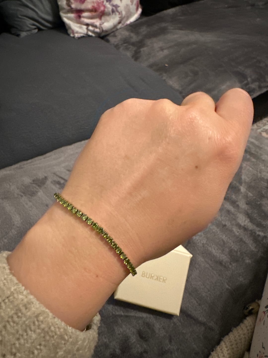Customer photo review of Ava Gold Olive Green Bracelet