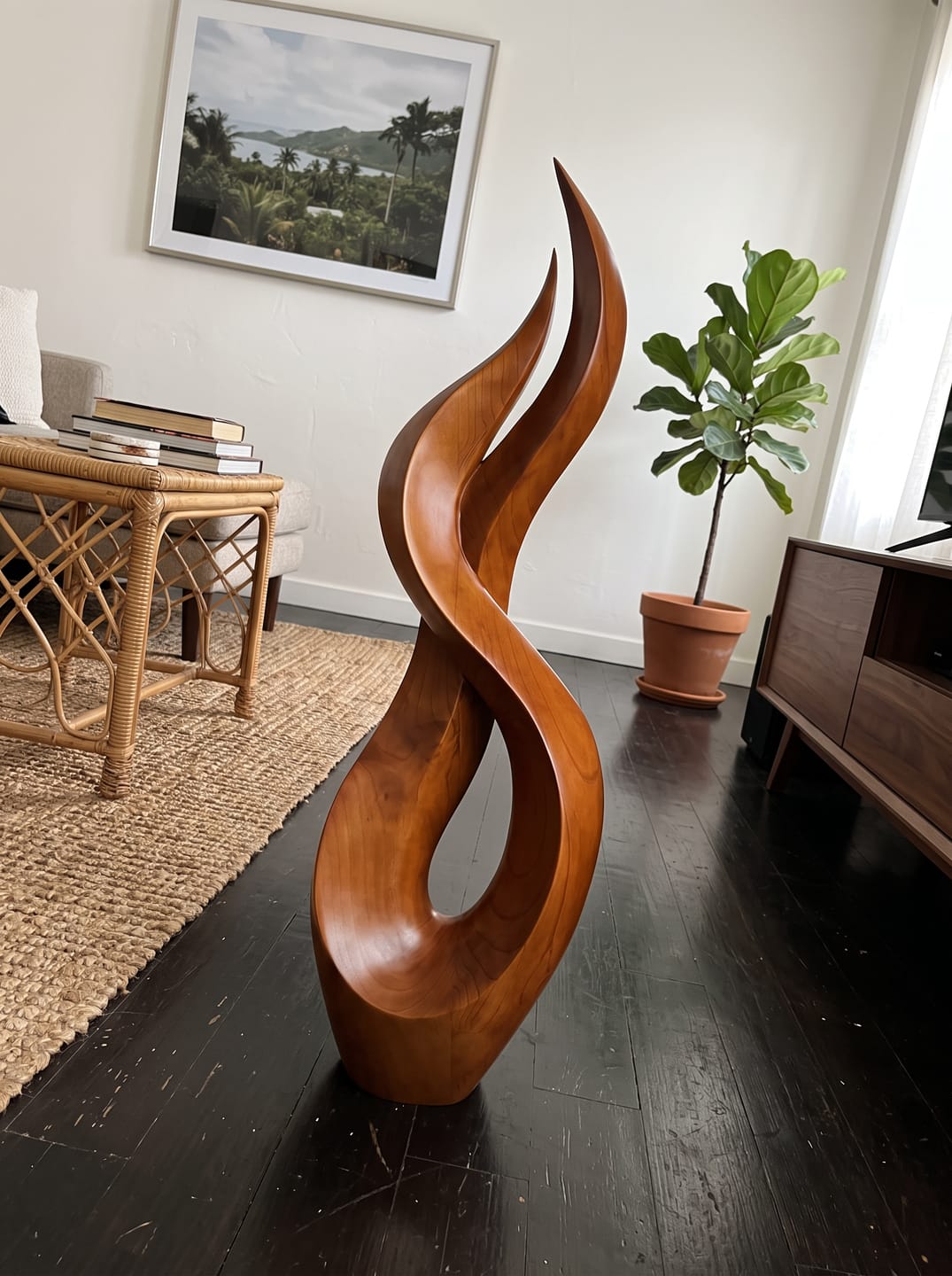 Customer photo review of Outdoor Solid Wood Textured Flame Sculpture for Gardens and Modern Landscapes