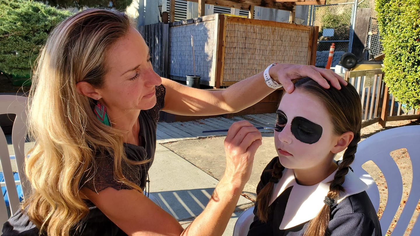 Customer photo review of Blue Squid PRO Face Paint Stick - Waterproof Body Paint for Adults & Kids Eye Black Baseball, Softball - Vegan Hypoallergenic Twist-Up Non-Toxic Makeup Stick for Cosplay, Sports & SFX