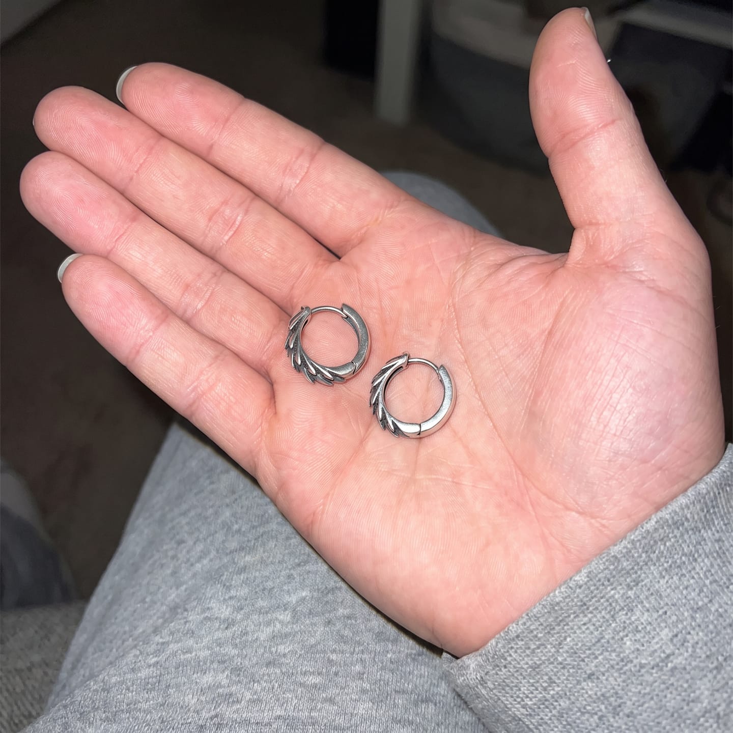 Customer photo review of Wedge Huggie Earring