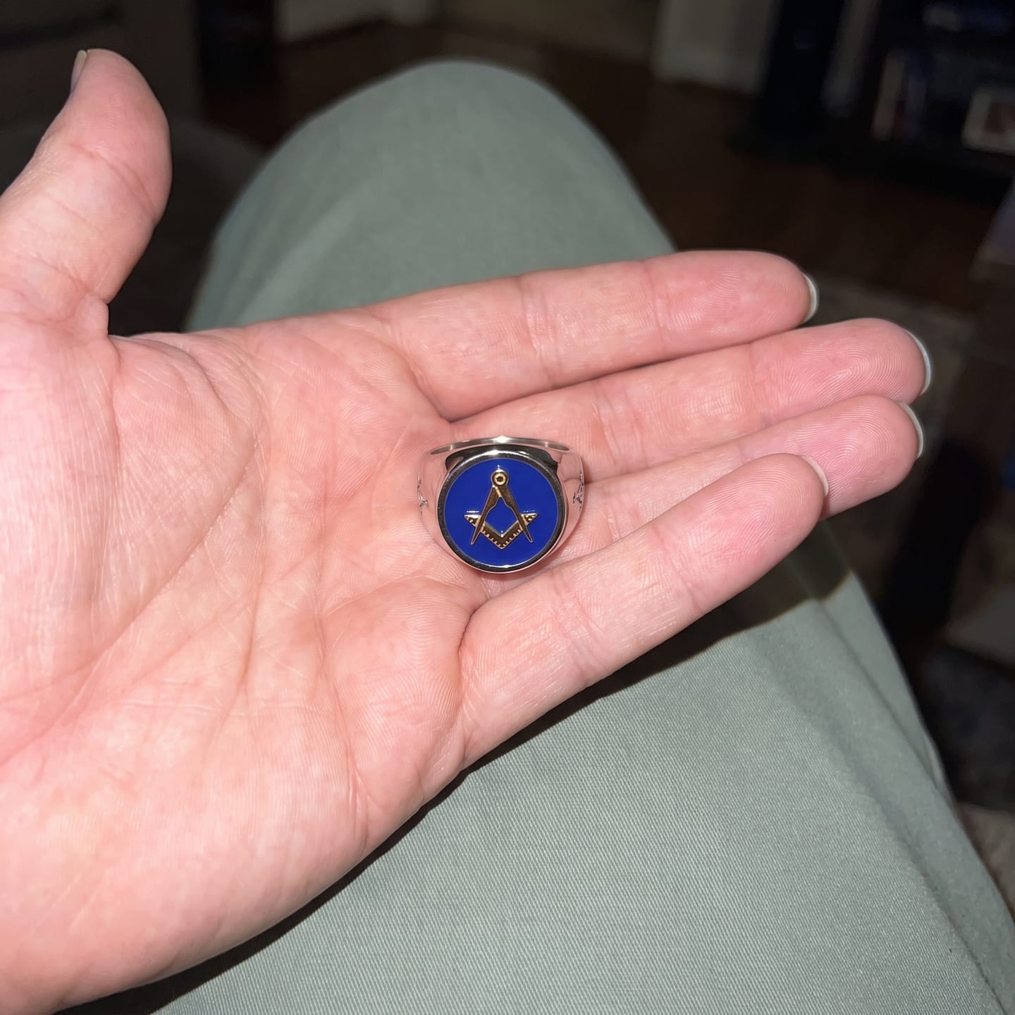 Customer photo review of Blue Lodge Masonic Signet Ring