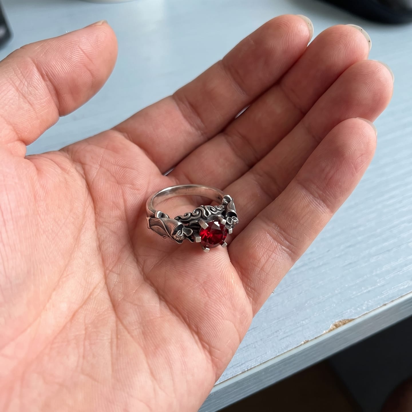 Customer photo review of Bat Engagement Ring