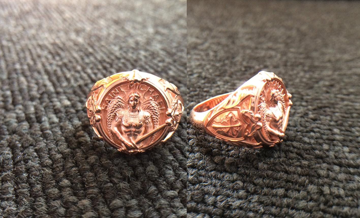 Customer photo review of Saint Michael Medallion Ring