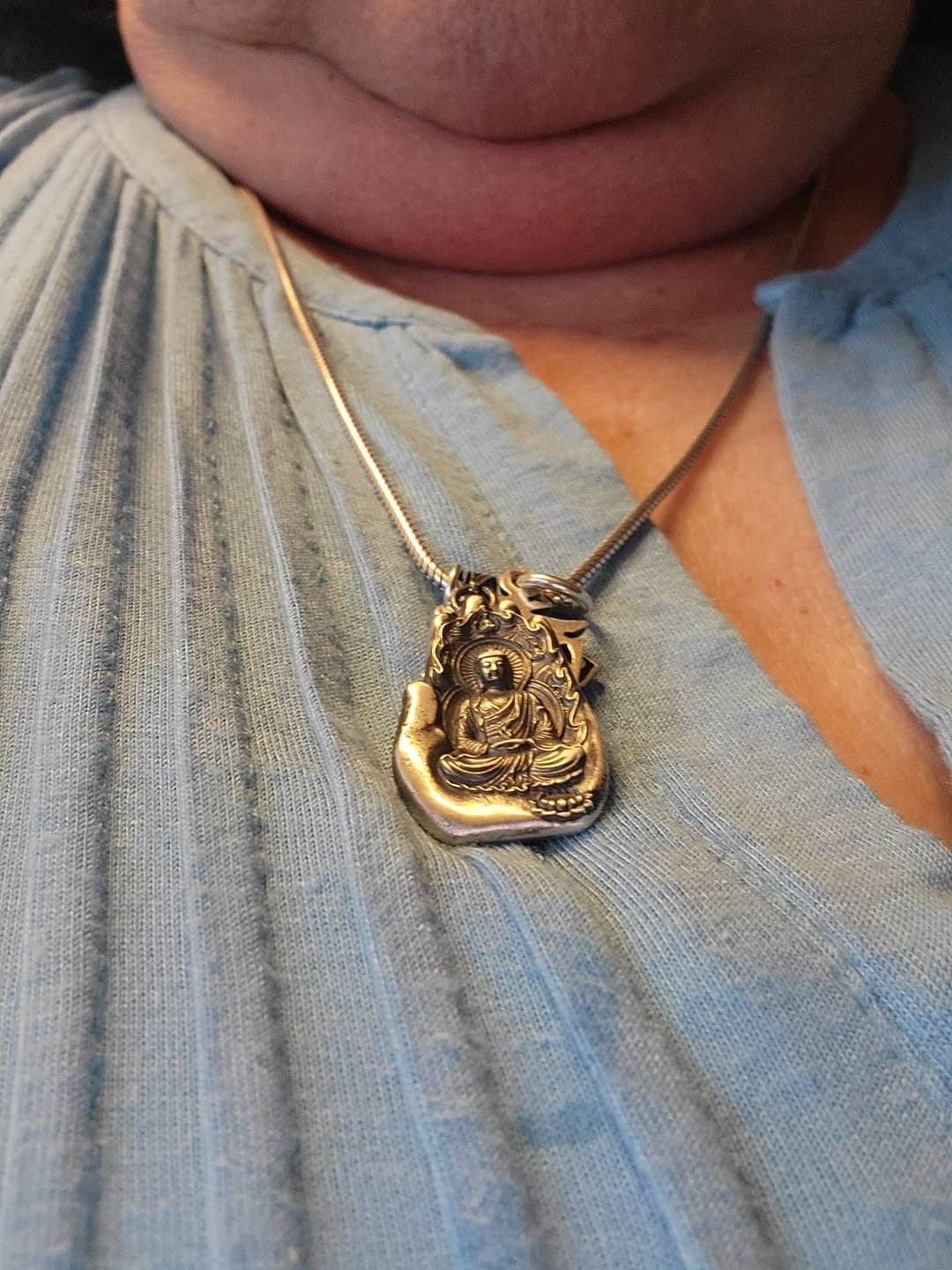 Customer photo review of Seated Buddha Hand Pendant