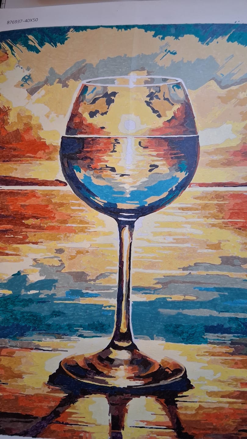 Customer photo review of Paint by Numbers - Wine Glass with Sunset