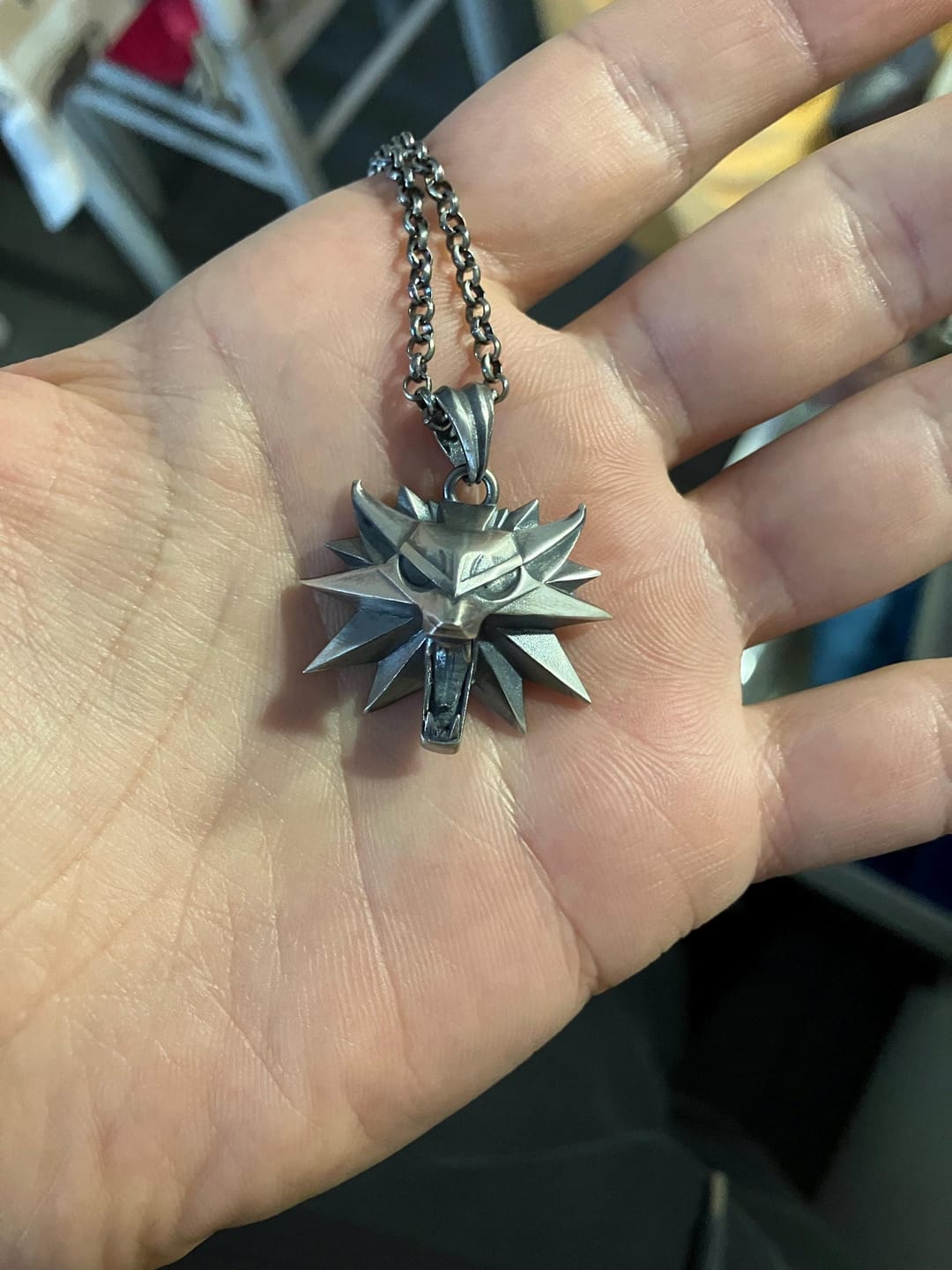 Customer photo review of Witcher Wolf Pendant