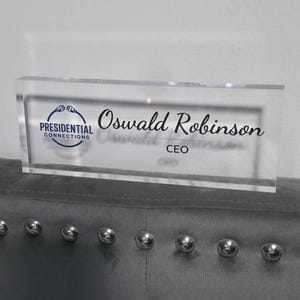 Customer photo review of Personalized Acrylic Name Block - Logo (Clear Background)