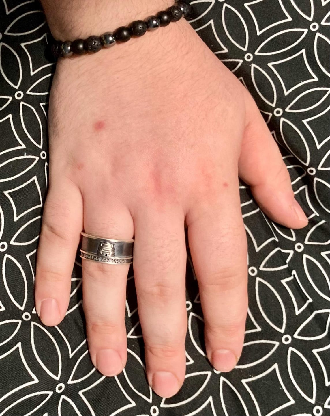Customer photo review of Laborare Est Orare Masonic Ring