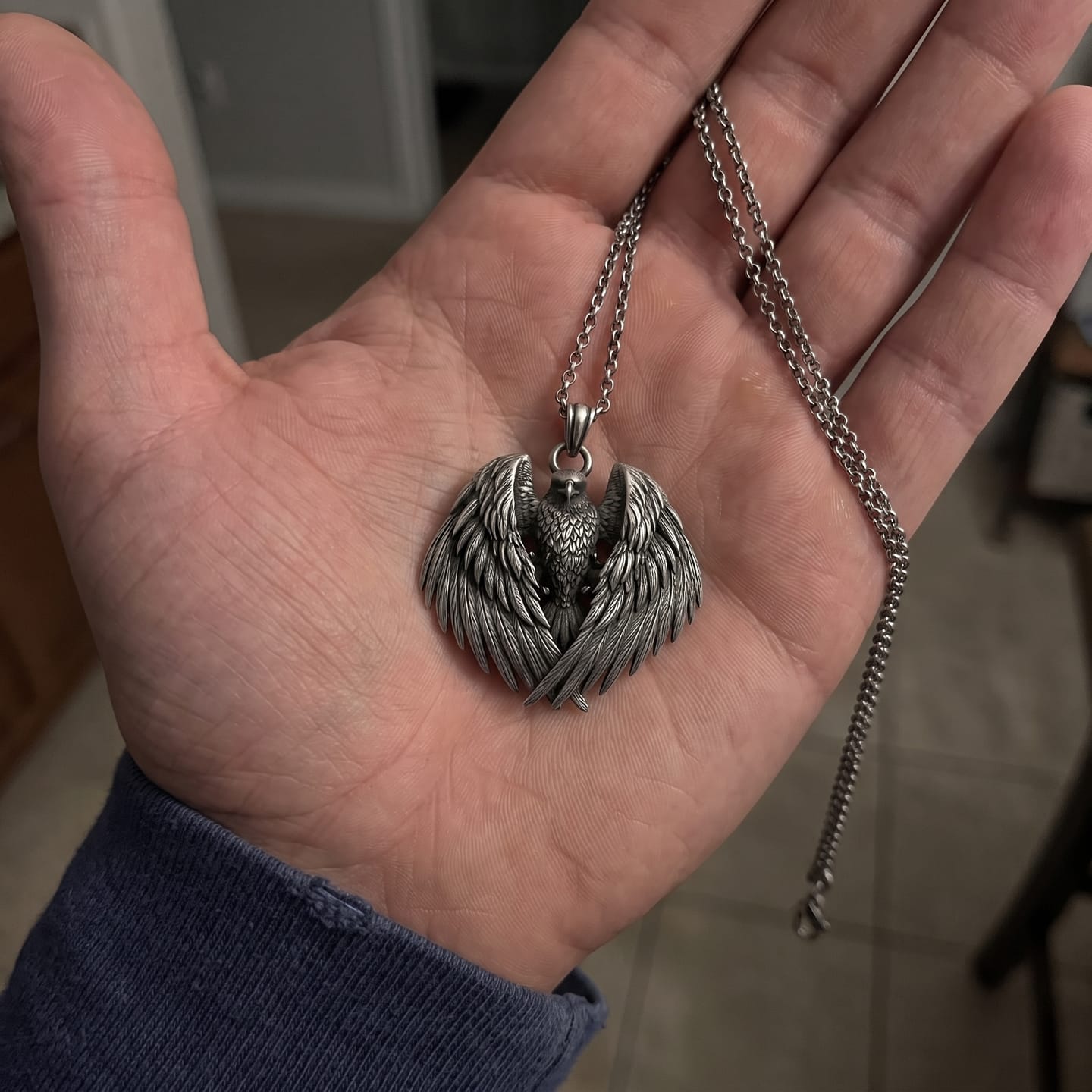Customer photo review of Eagle Wings Pendant