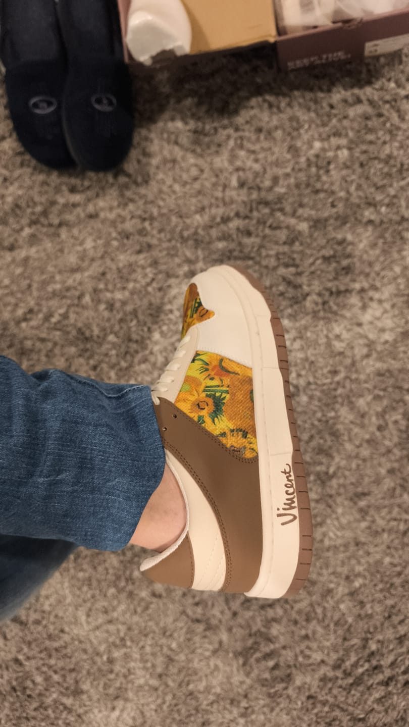 Customer photo review of Van Gogh Sunflowers inspired sneakers