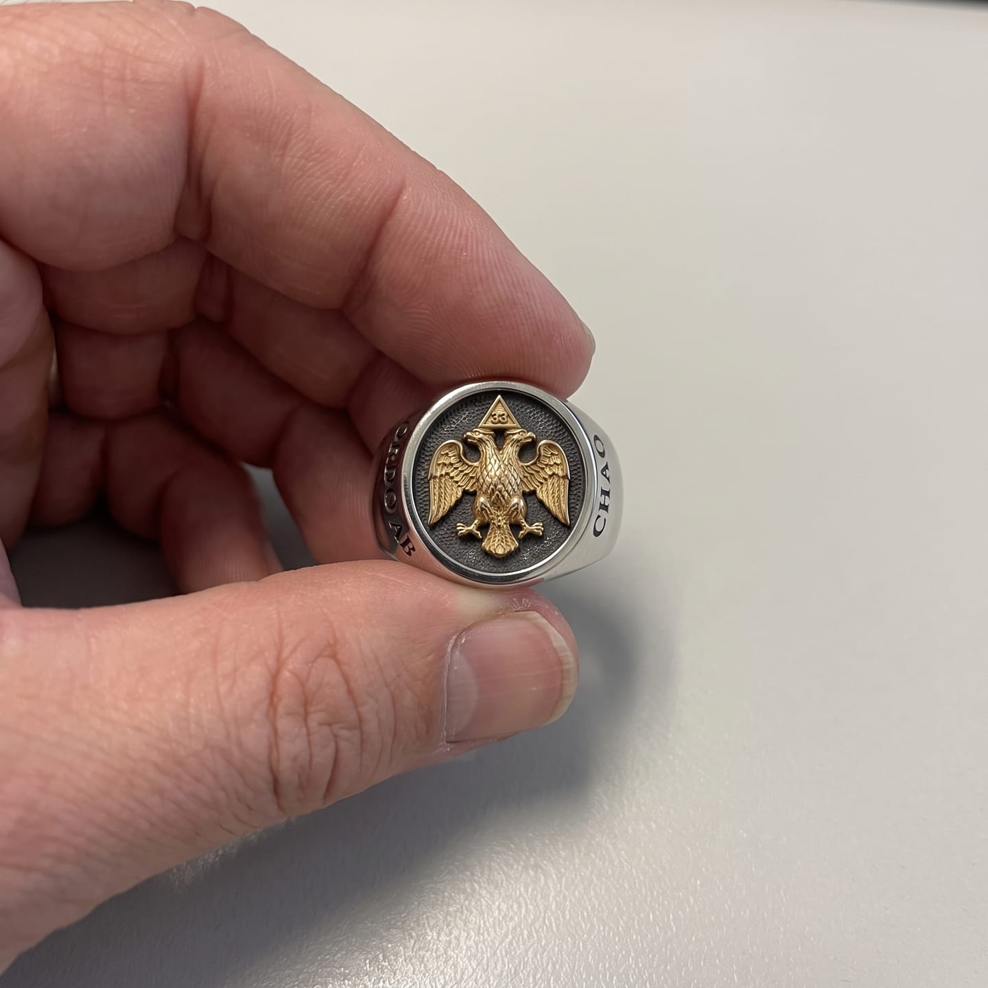 Customer photo review of Masonic 33rd Degree Eagle Ring