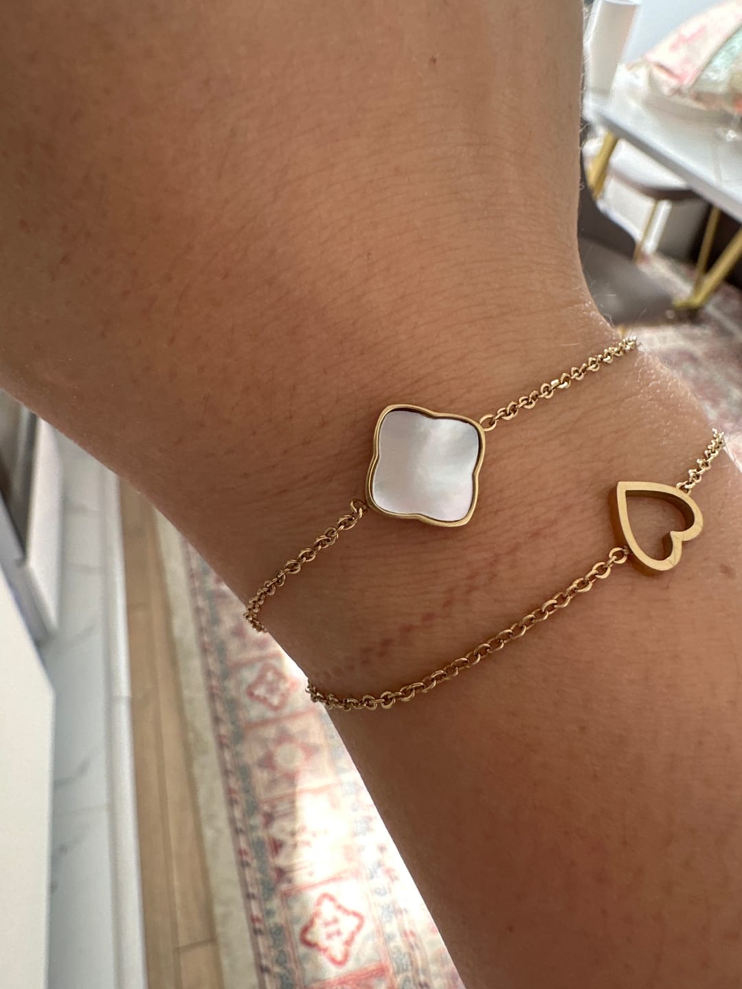 Customer photo review of Flora Gold White Bracelet
