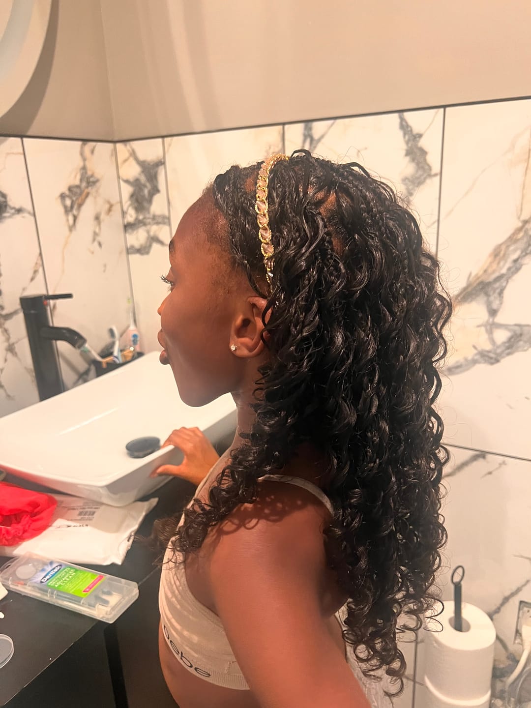 Customer photo review of Human Crochet Hair Deep Wave for Miracle Knots