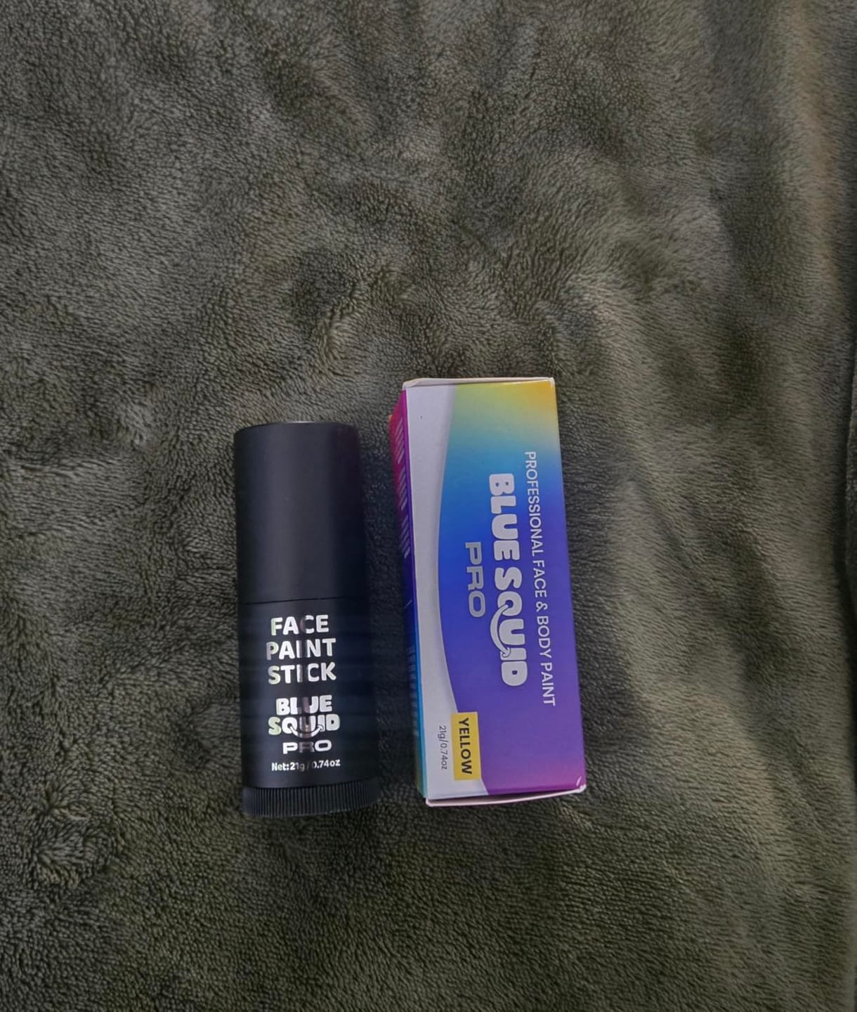Customer photo review of Blue Squid PRO Face Paint Stick - XL (21g/0.75oz) Waterproof Body Paint for Adults & Kids Eye Black Baseball - Vegan Hypoallergenic Twist-Up Non-Toxic Makeup Stick for Cosplay, Sports
