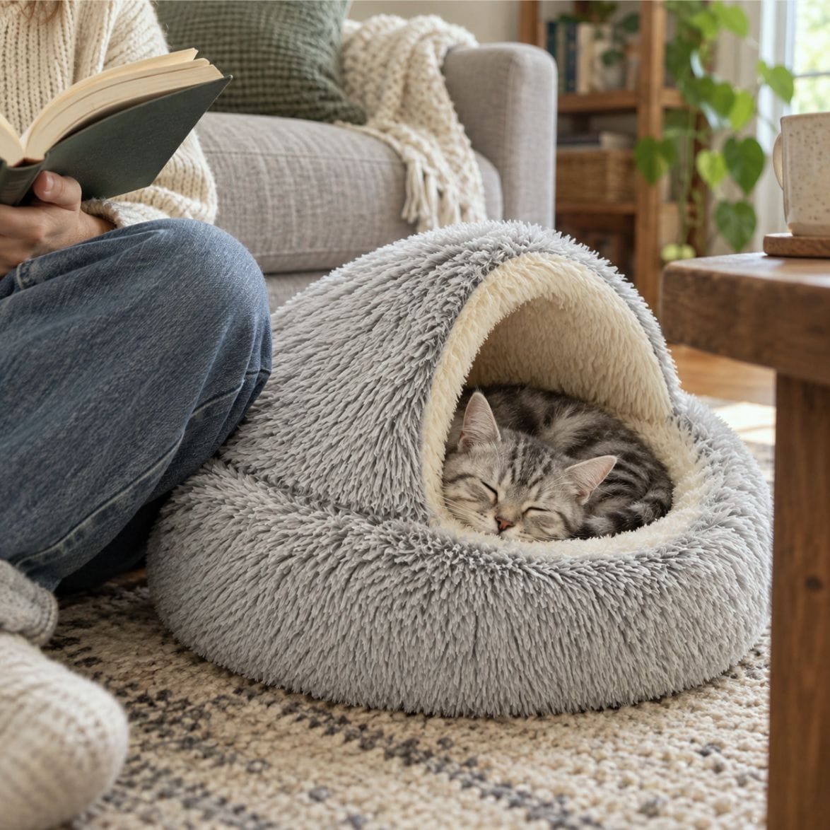 Customer photo review of Snuggle Haven Cozy Cave Pet Bed
