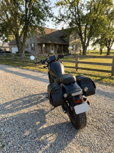 Customer photo review of 25L - SpiritBlade Medium Honda Rebel 1100 CMX1100 Leather Motorcycle Saddlebags