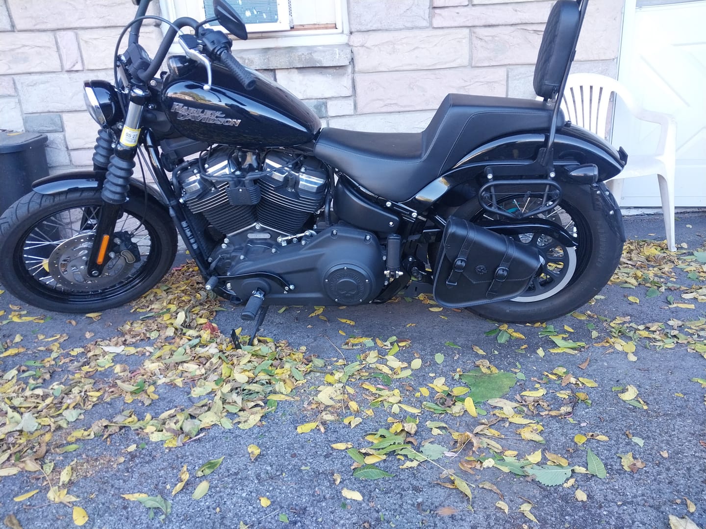 Customer photo review of 3L - Dark Age Plain Leather Motorcycle Swing arm Bag For Harley Softail