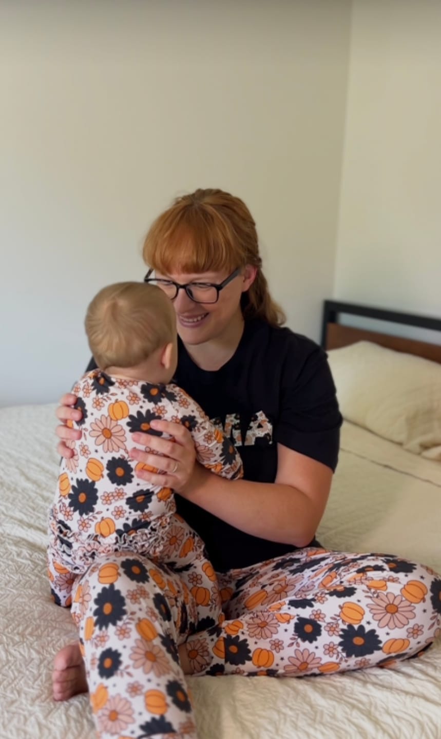 Customer photo review of Spooky Floral Adult Joggers