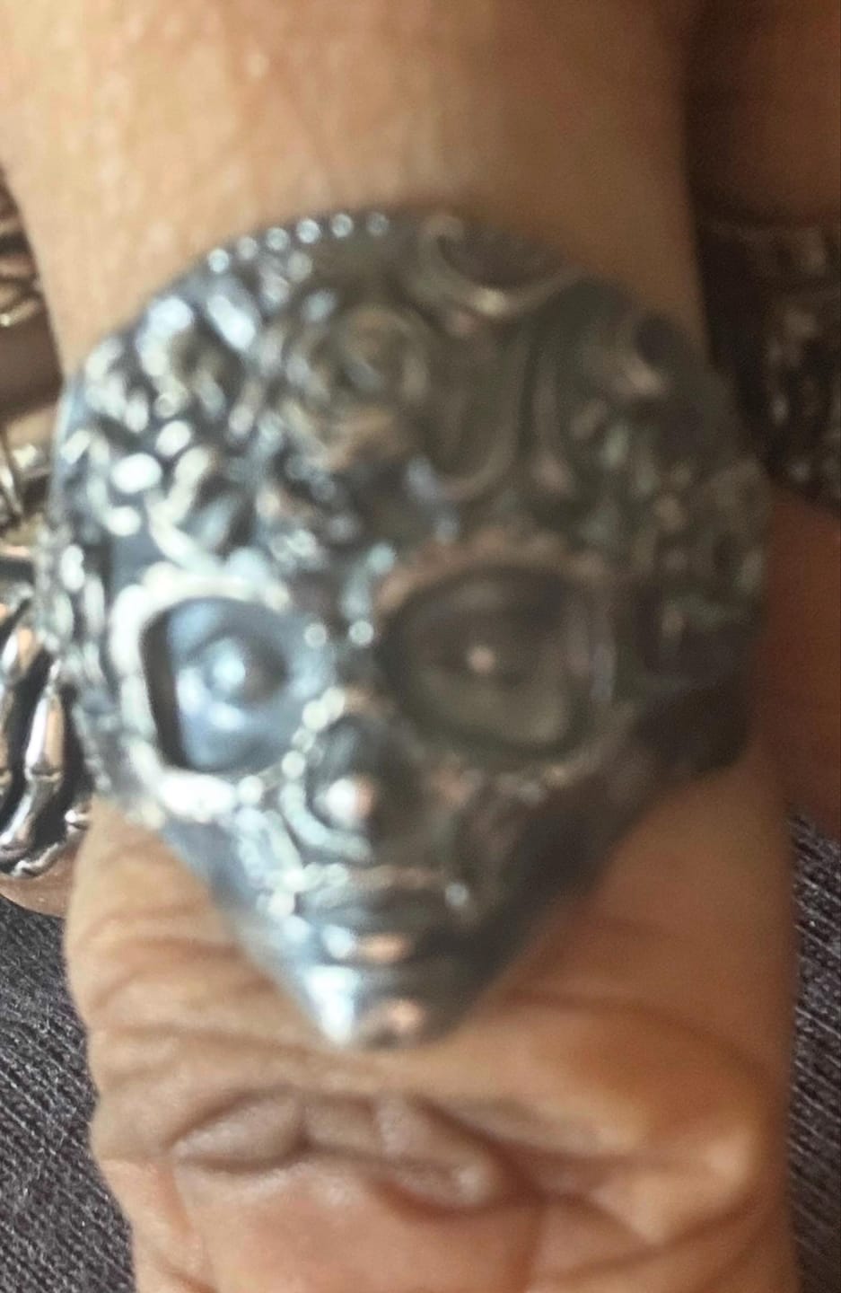 Customer photo review of Masquerade Skull Ring