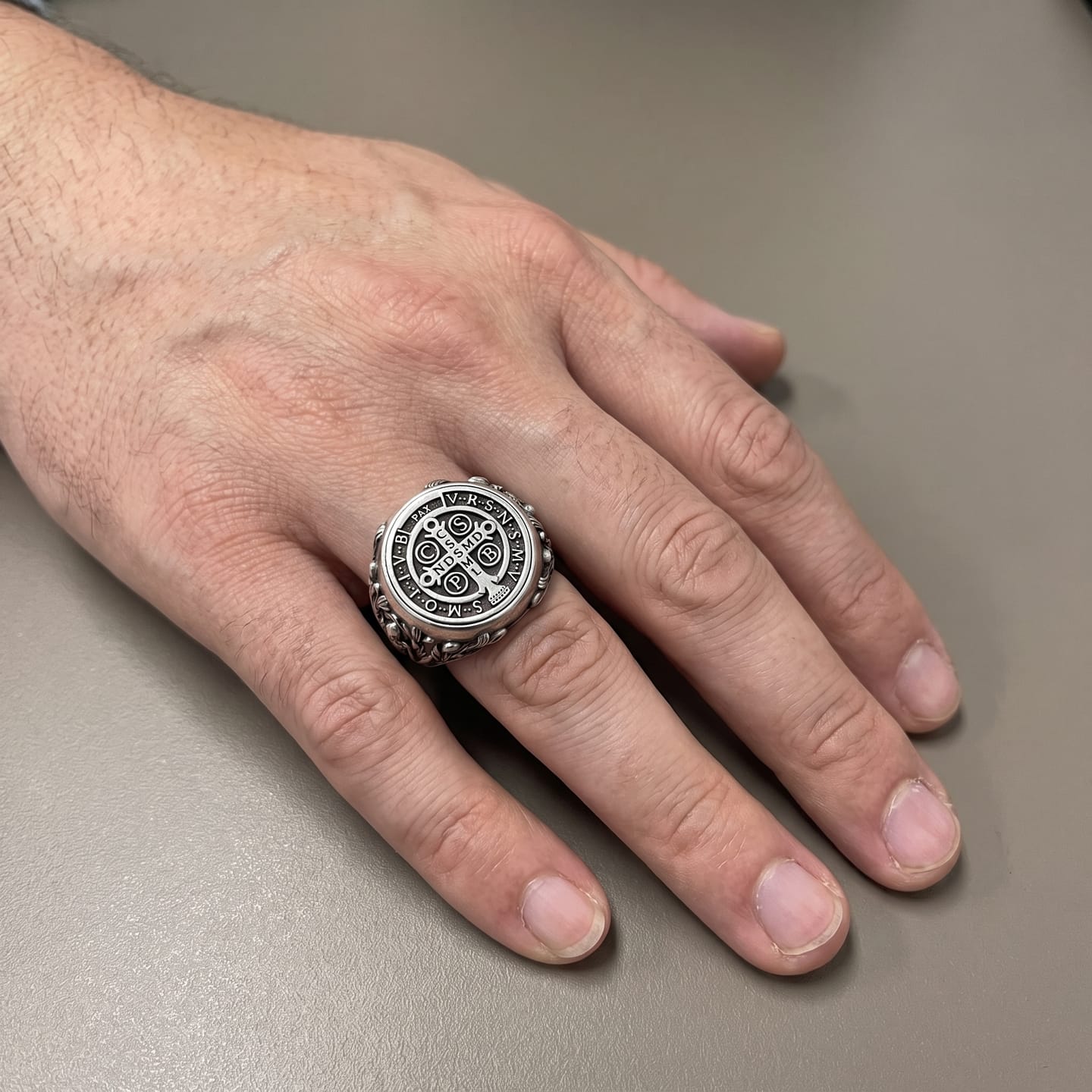 Customer photo review of Saint Benedict Signet Ring