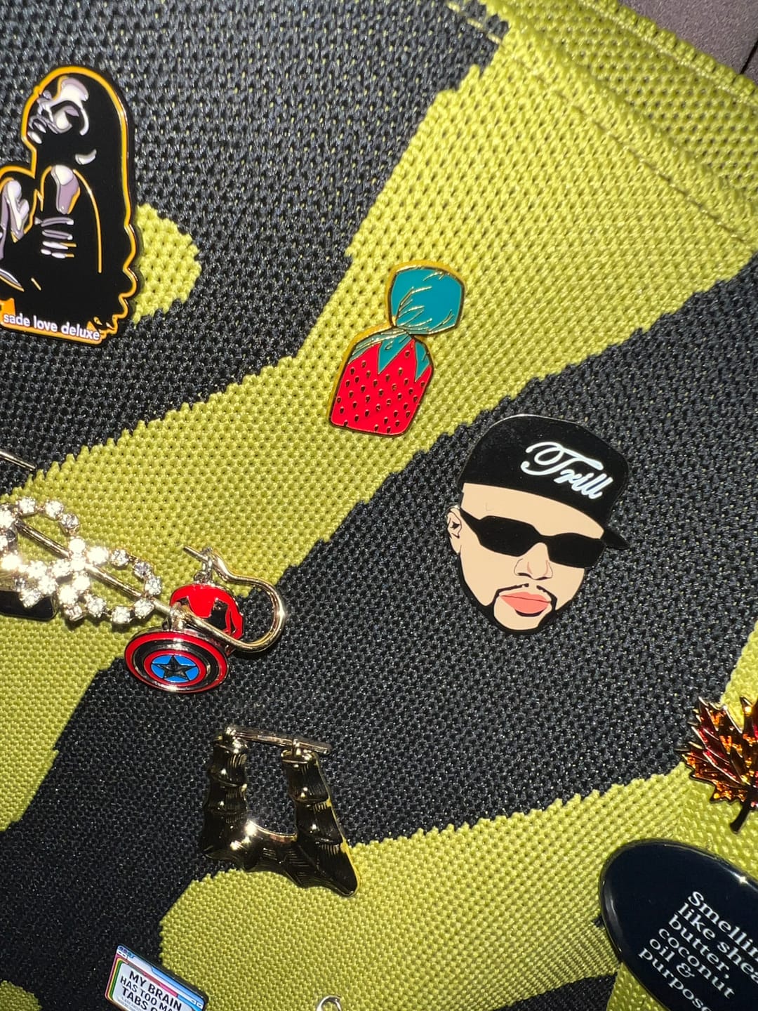 Customer photo review of "Strawberry Bon Bons" Enamel Pin