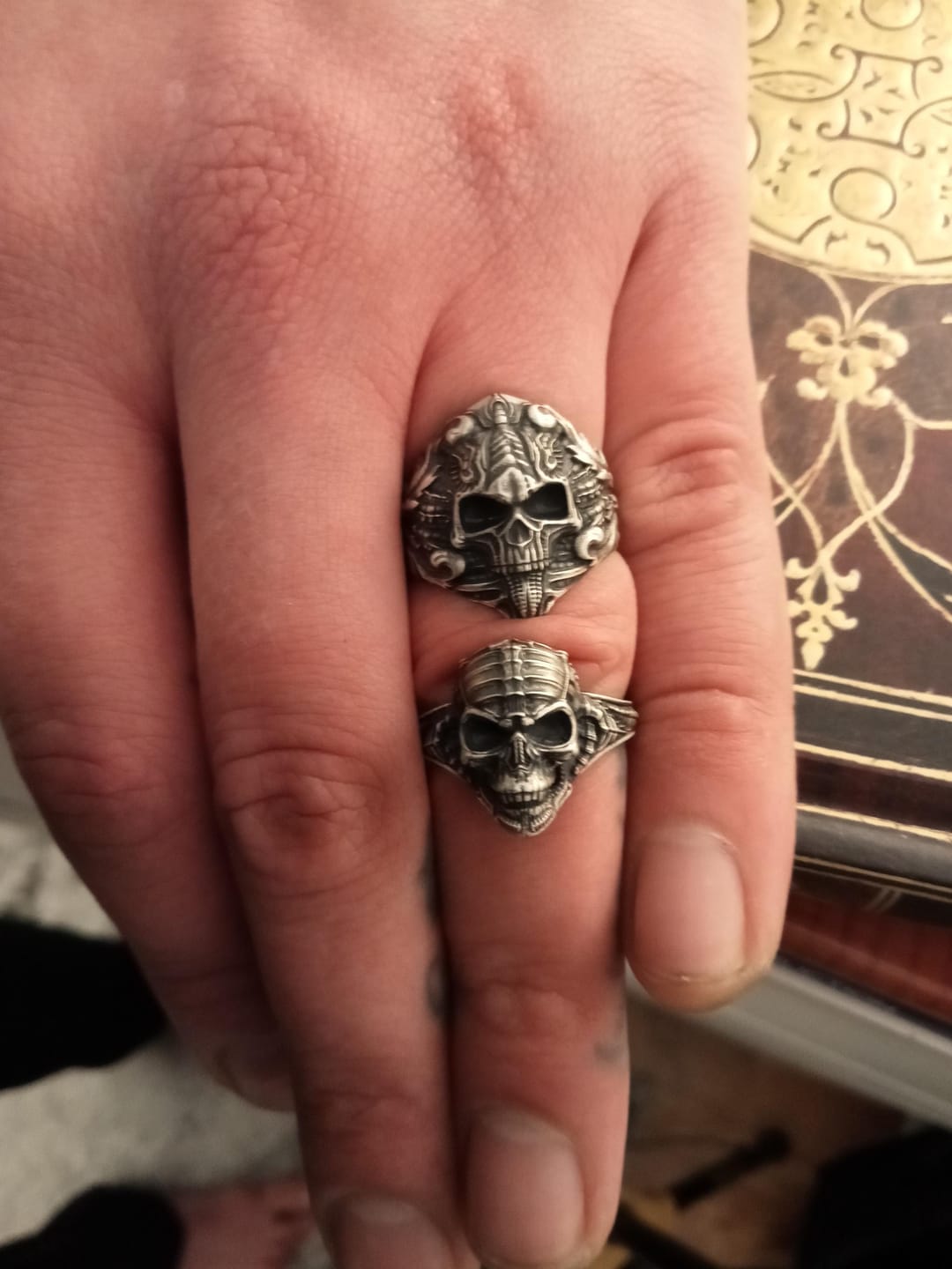 Customer photo review of Biomech Skull Ring