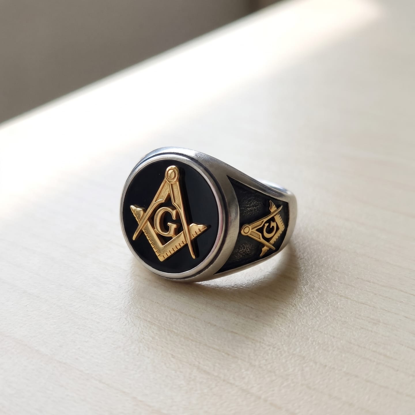 Customer photo review of Letter G Masonic Signet Ring