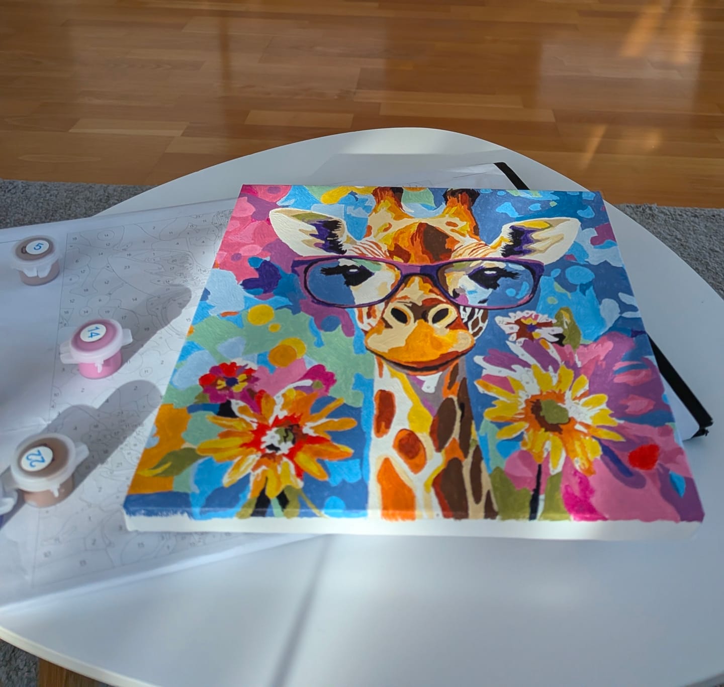 Customer photo review of Mini Paint by Number with Frame - Cool Giraffe with Flowers