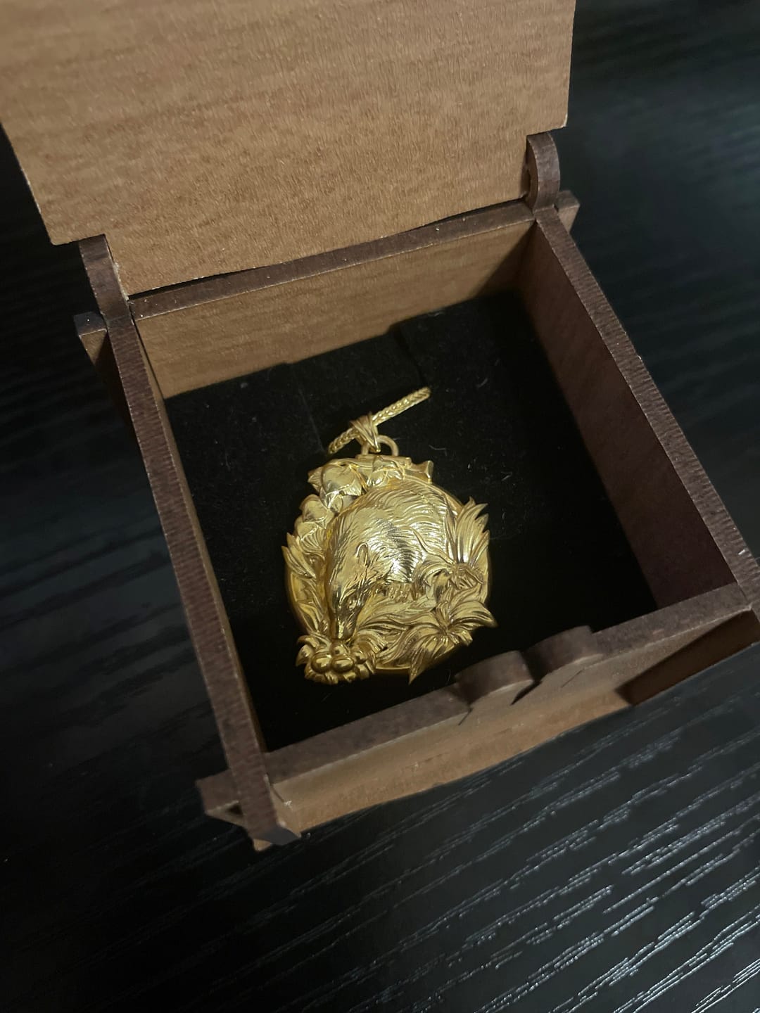 Customer photo review of Foraging Badger Pendant