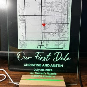 Customer photo review of Where We Met Map Plaque