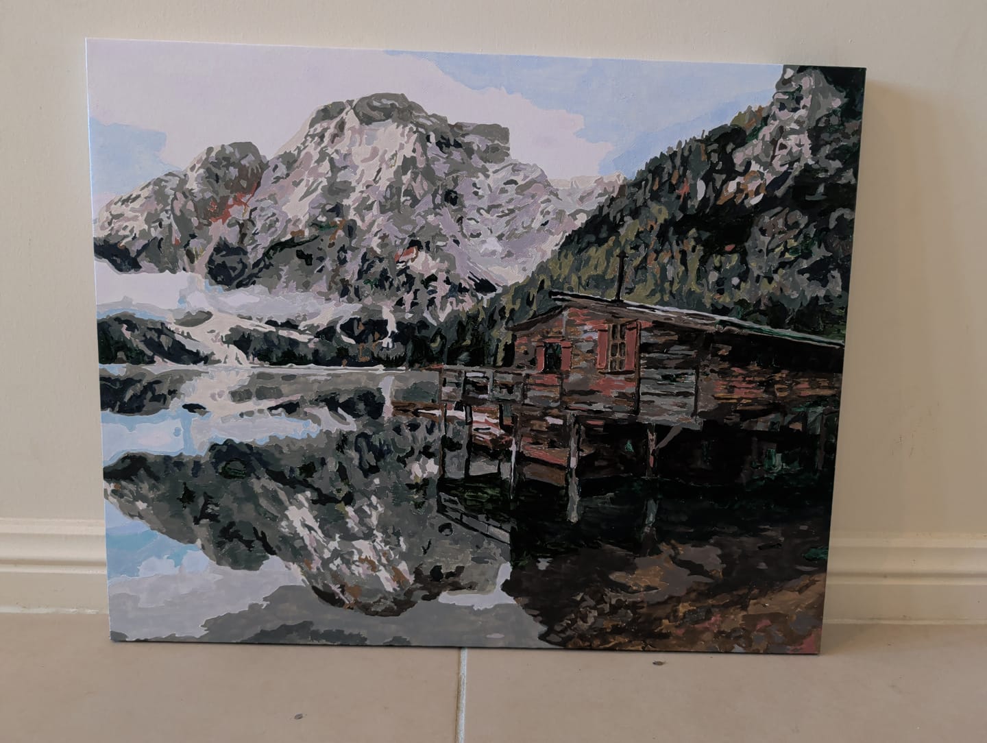 Customer photo review of Lake Braies in the Dolomites - Italy (South Tyrol) | Paint by Numbers