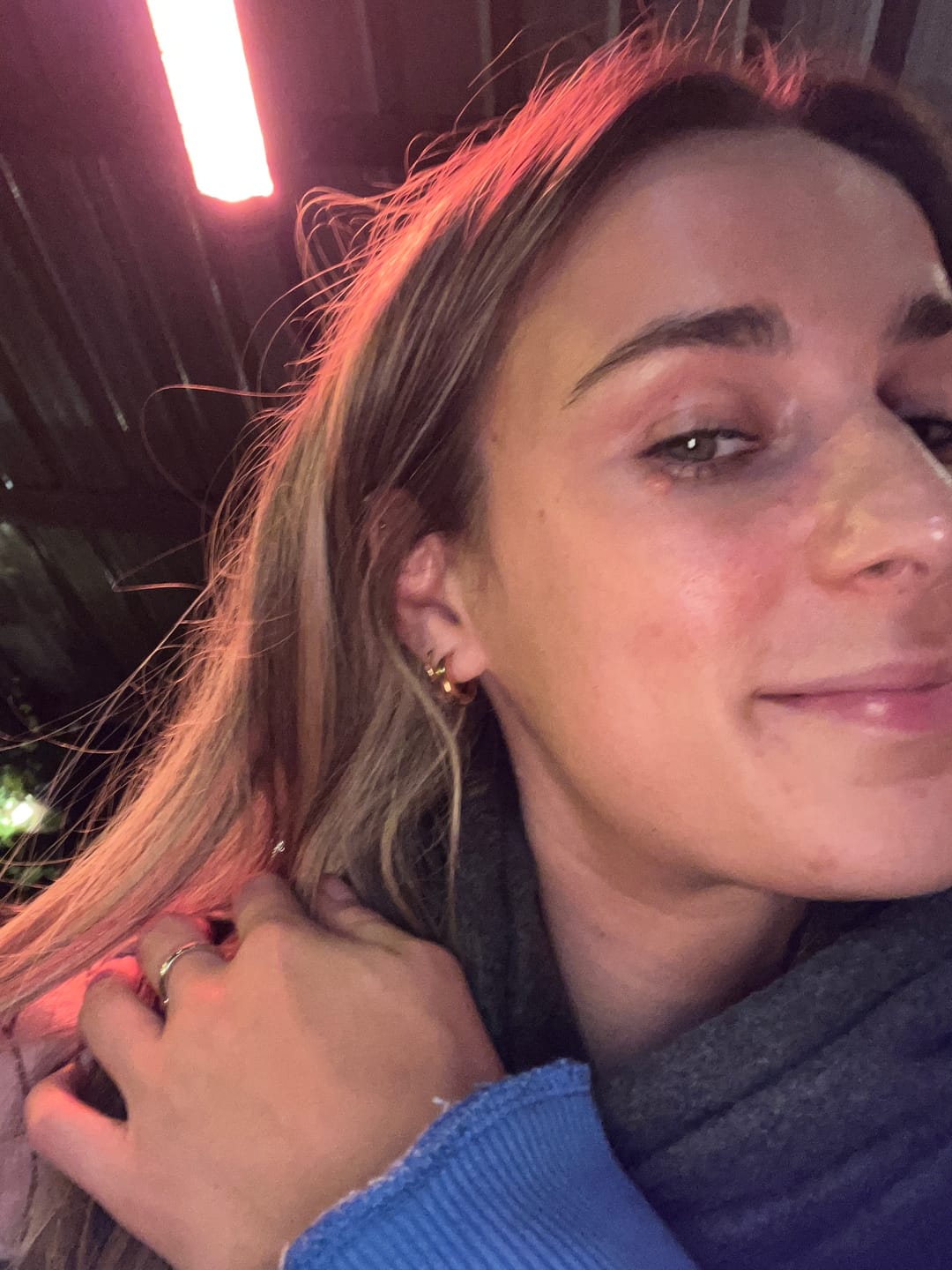 Customer photo review of Audrey Gold Hoop Earrings