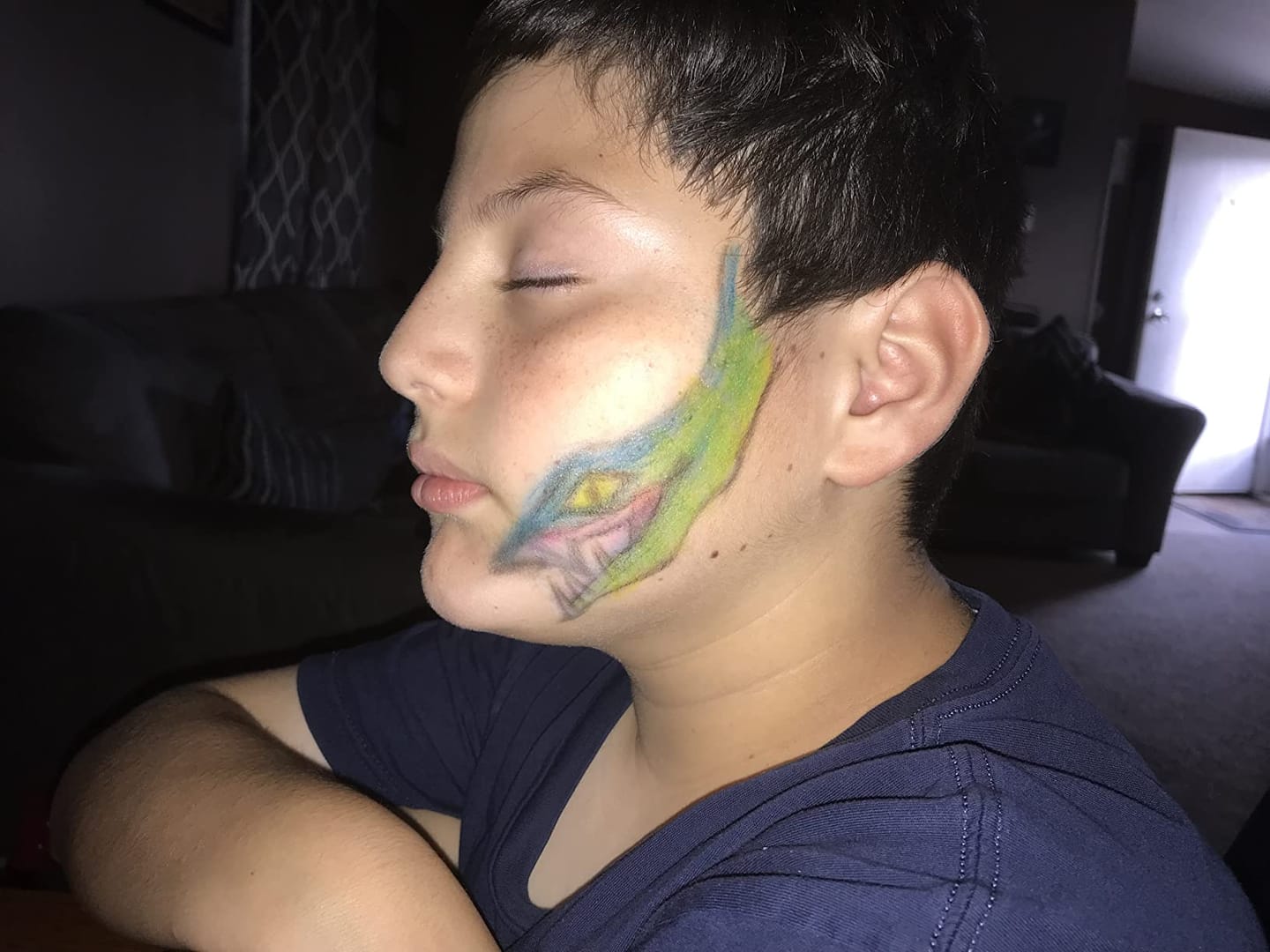 Customer photo review of Blue Squid Twist-Up Face & Body Paint Crayons