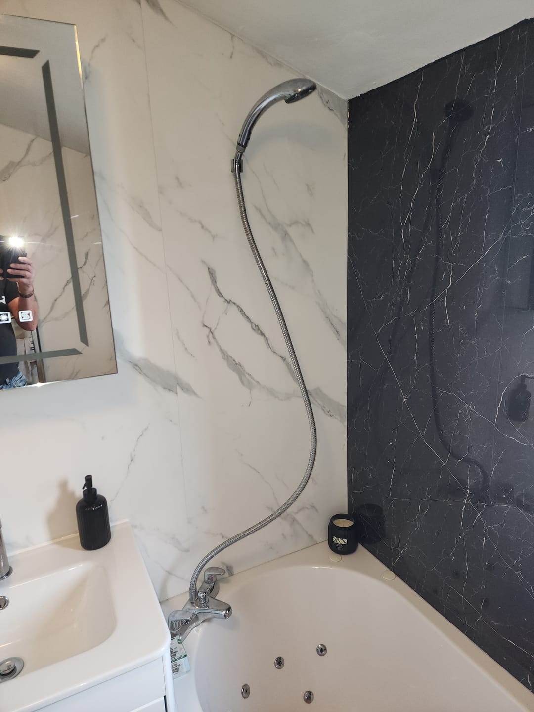 Customer photo review of 10mm Carrara Marble Matt Shower Panel 1M x 2.4M