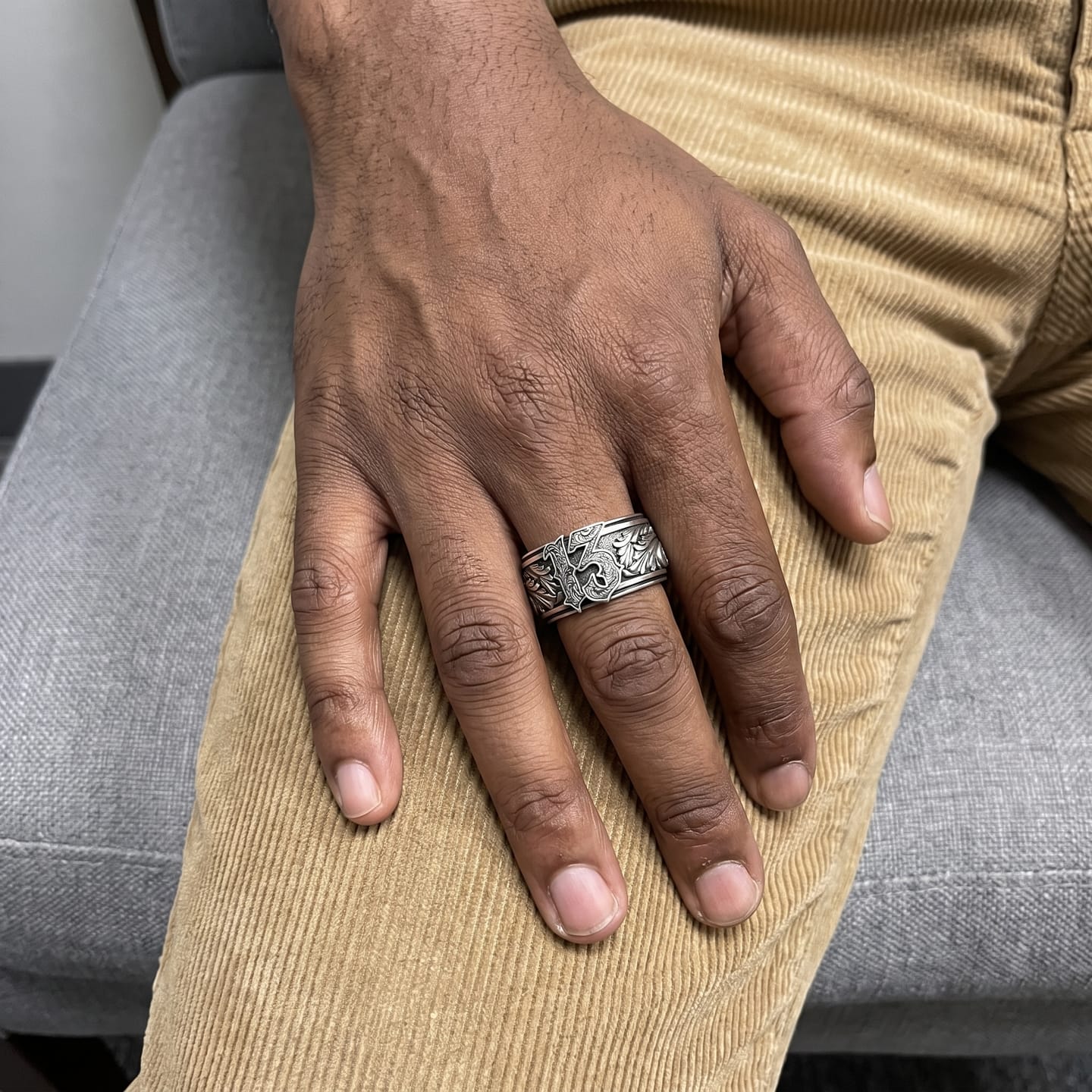 Customer photo review of Lucky 13 Scroll Ring