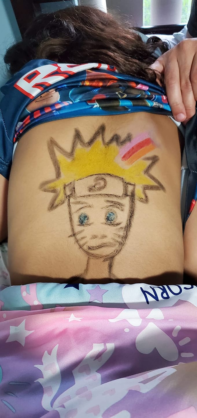 Customer photo review of Blue Squid Twist-Up Face & Body Paint Crayons