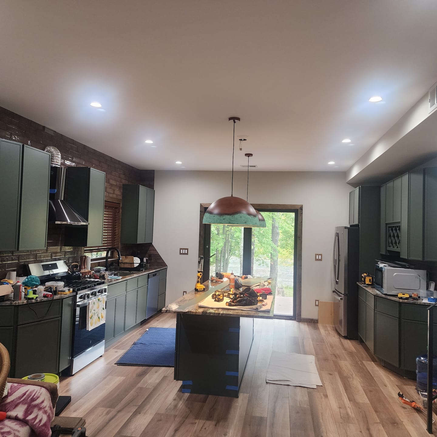 Customer photo review of Oversized Industrial Copper Patina Metal Dome Pendant Light