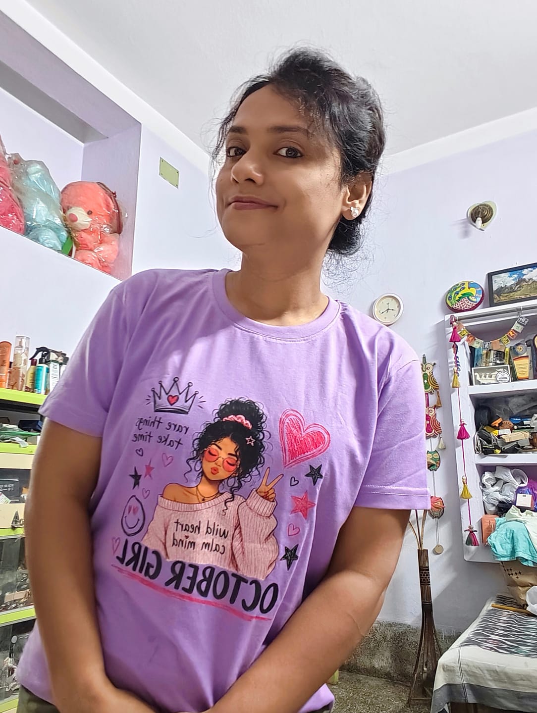 Customer photo review of Wild Heart Calm Mind October Girl Exclusive Premium Birthday T-shirt for Women