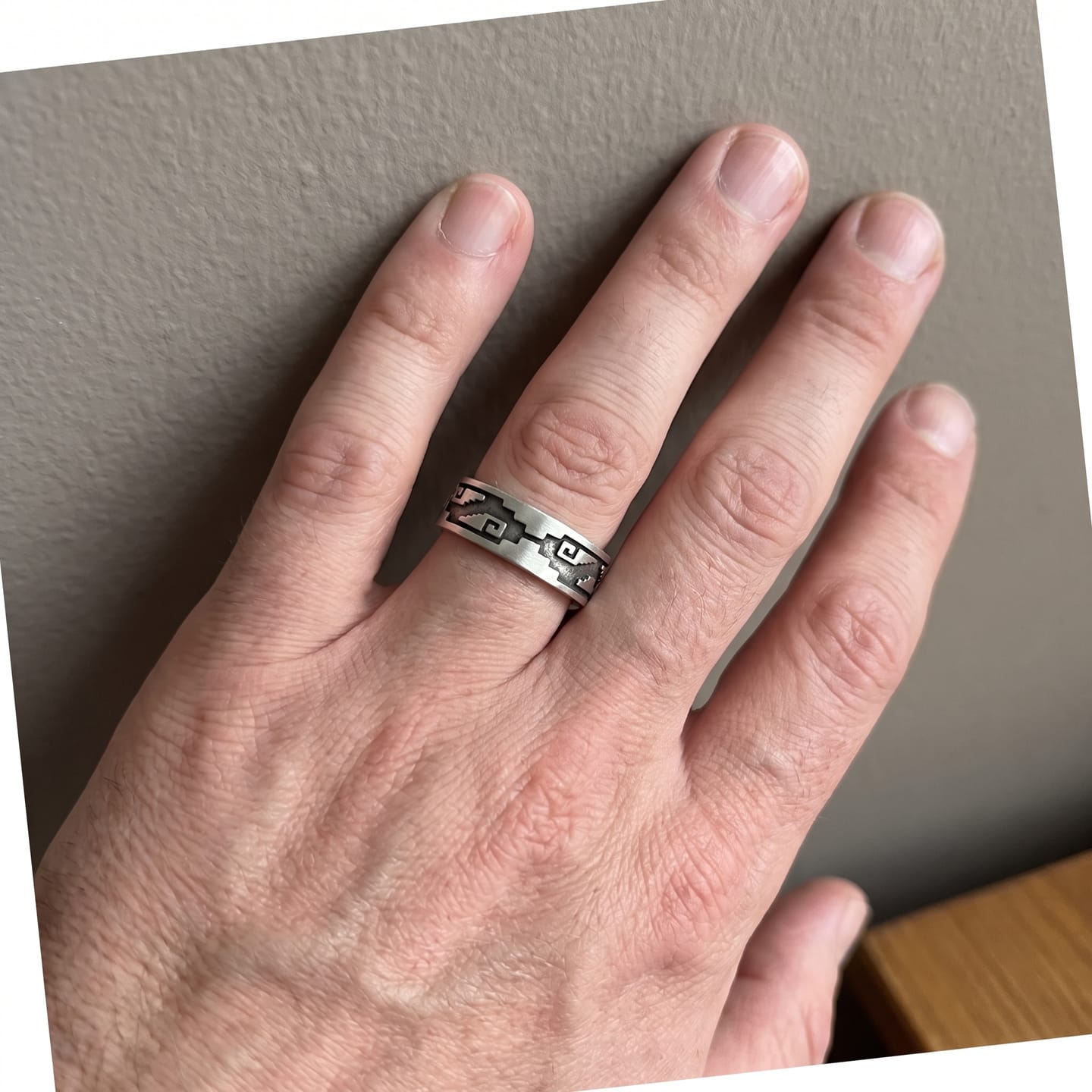 Customer photo review of Aztec Pattern Ring