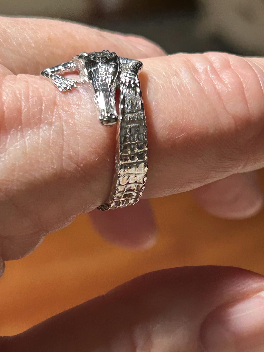 Customer photo review of Crocodile Wrap Ring